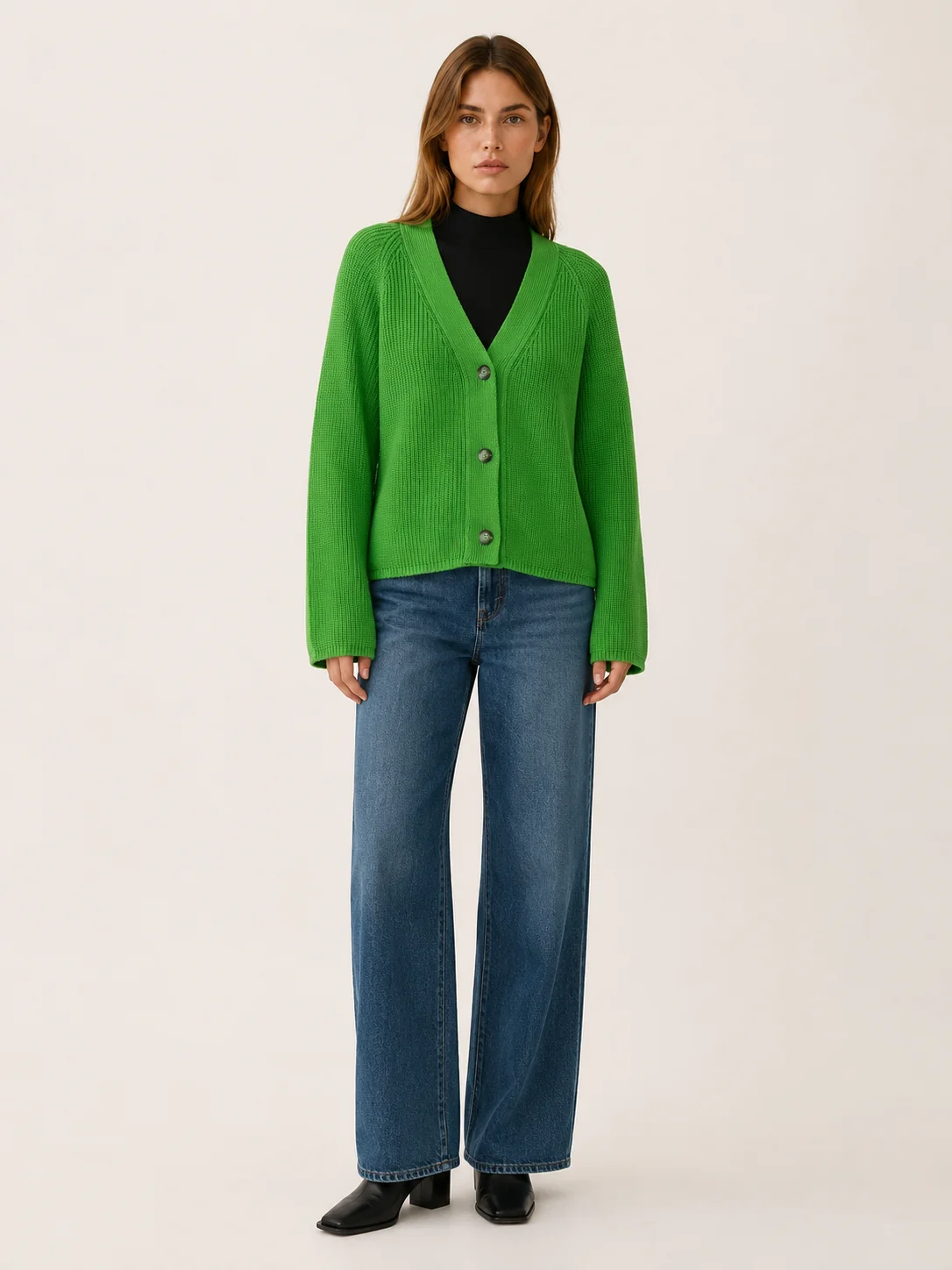 Lysandra | Classic Ribbed V-Neck Button Cardigan